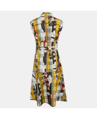 Women's Multicolor Archive Scarf Print Check Cotton Shirt Dress
