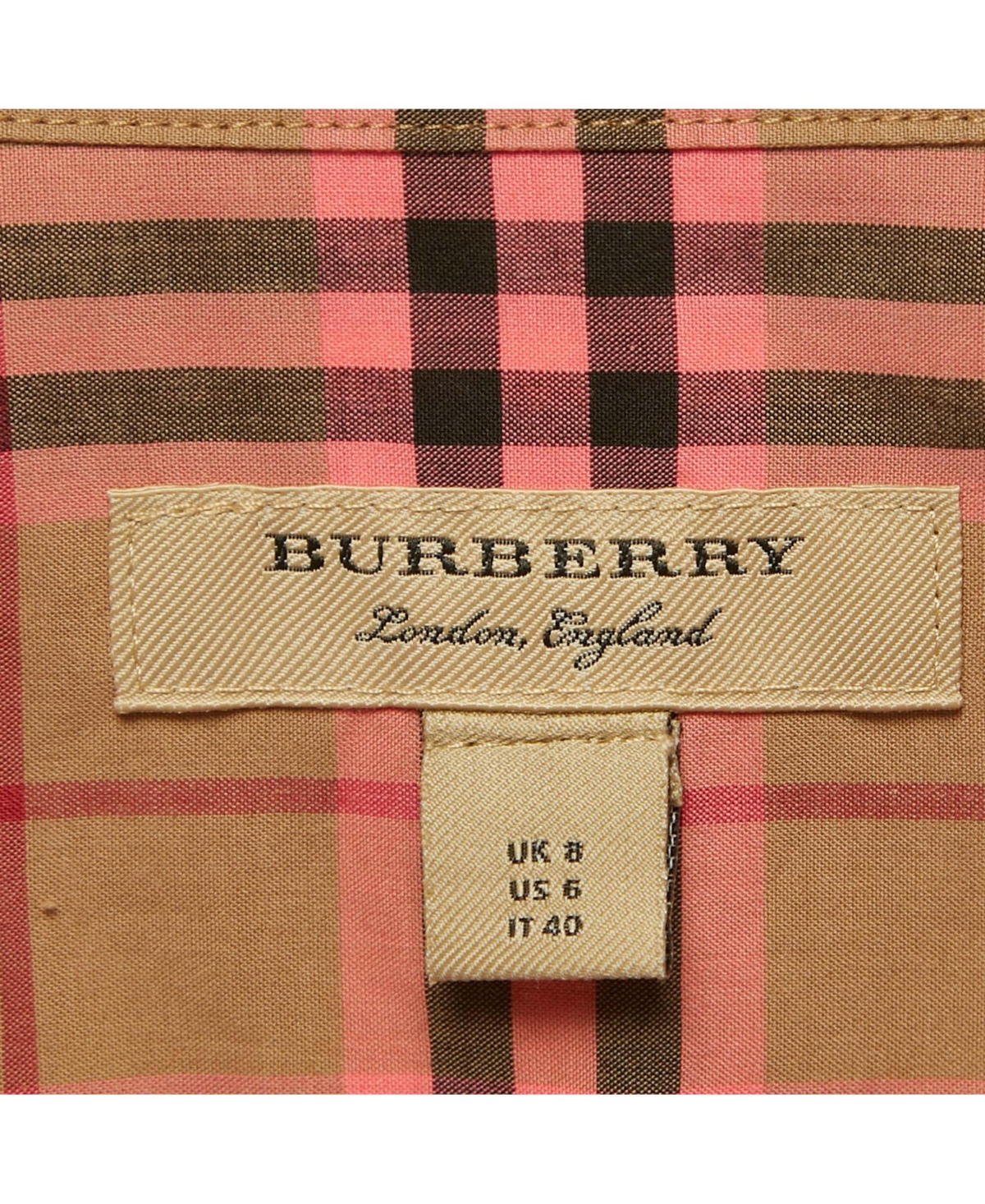 Pre-Owned Burberry Women's Beige /pink Checkered Print Cotton Short Shirt Dress