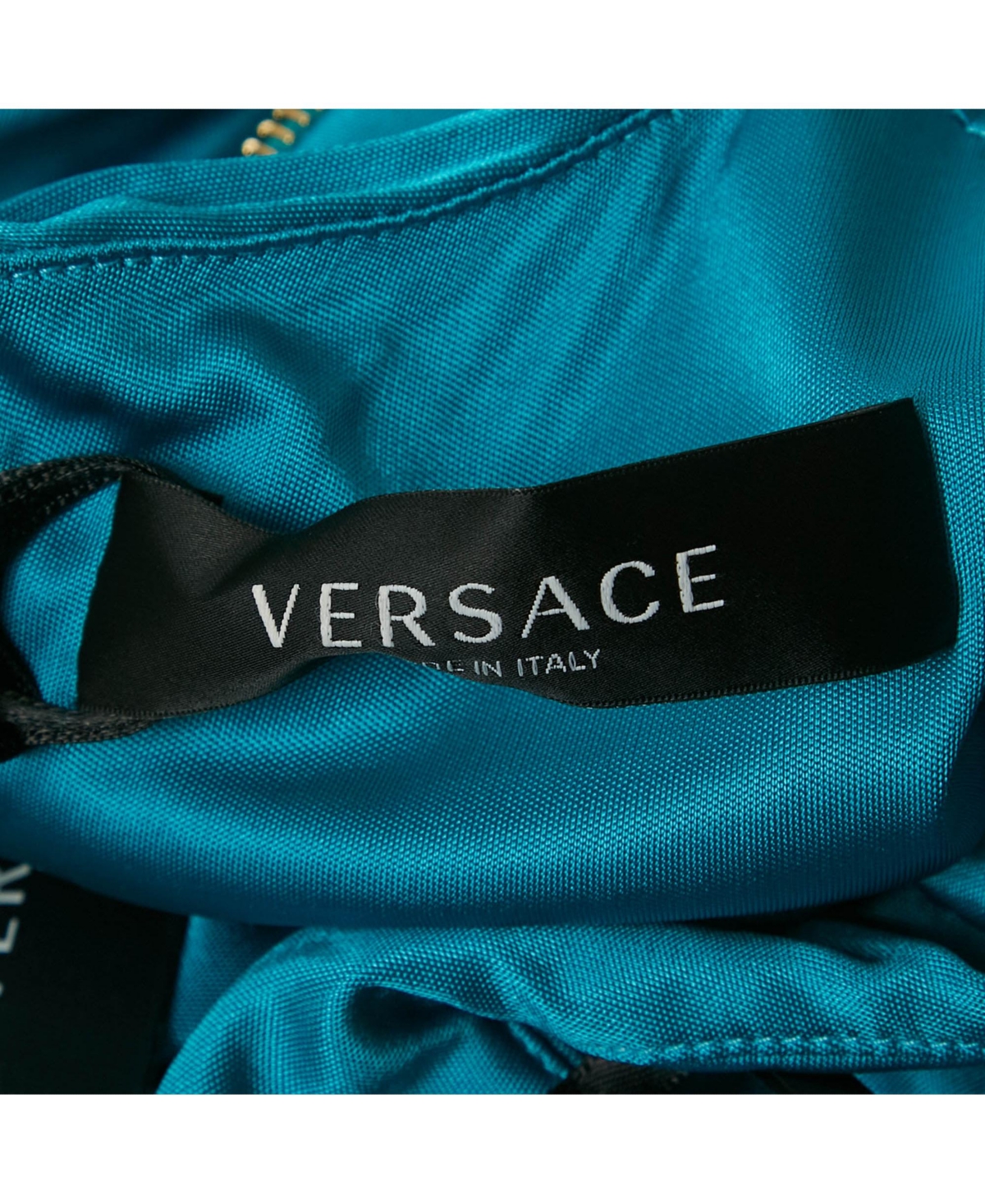 Pre-Owned Versace Women's Blue Jersey Ruched Bodycon