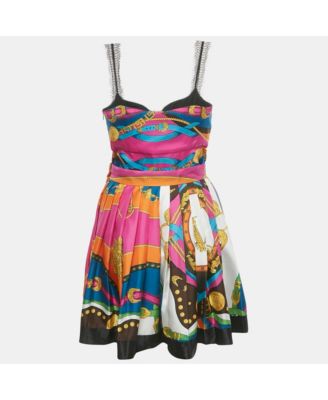 Women's Multicolor Printed Silk Top And Skirt Set