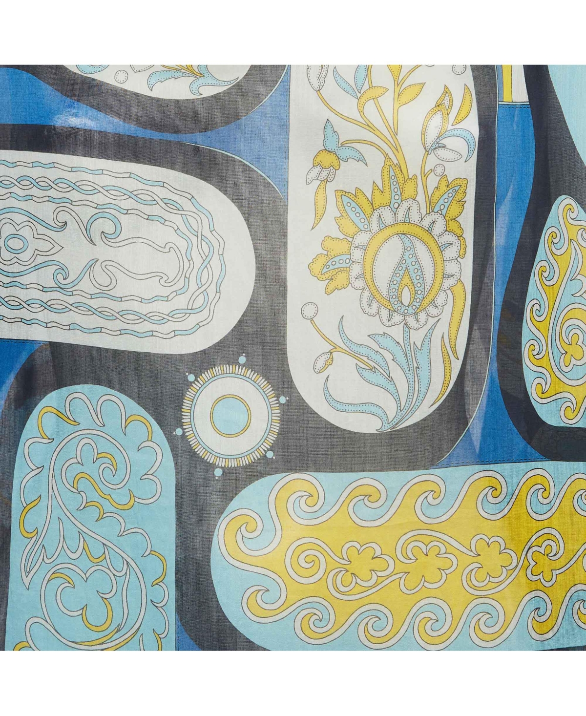 Pre-Owned Hermes Women's Blue Printed Sheer Cotton Kaftan Mini Dress One