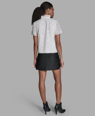 Women's Short-Sleeve Ruffle Front Top