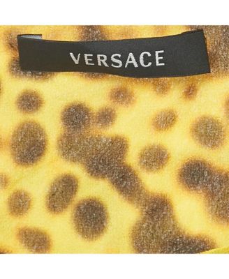 Women's Yellow Leopard Print Silk Pleated Top