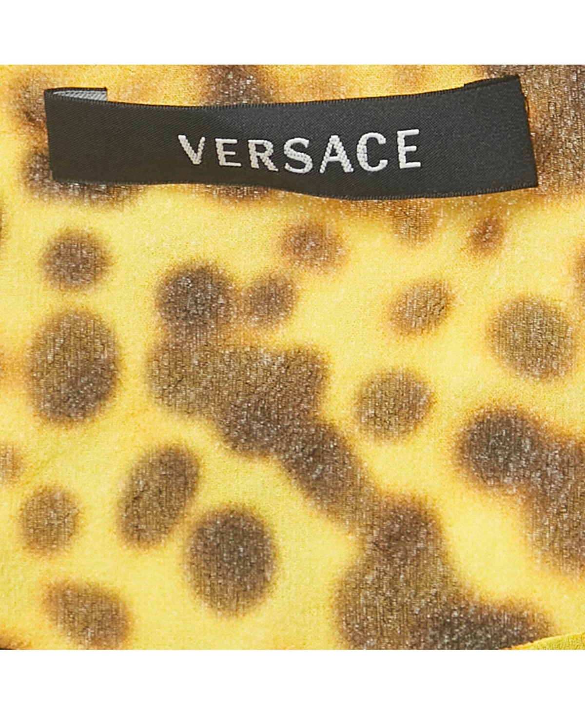 Pre-Owned Versace Women's Yellow Leopard Print Silk Pleated Top
