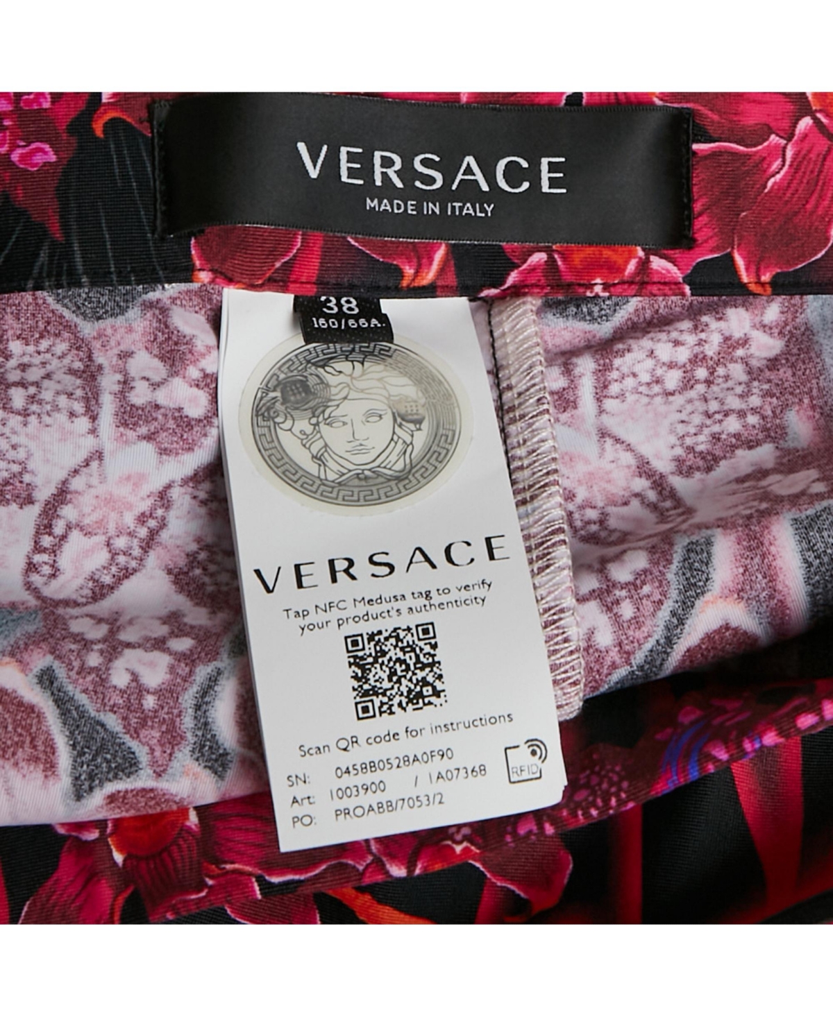 Pre-Owned Versace Women's Pink/multicolor Printed Jersey Leggings