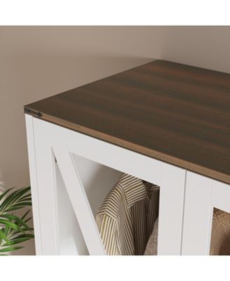 6-door 2-drawer wardrobe with LED lights and clothes hanger