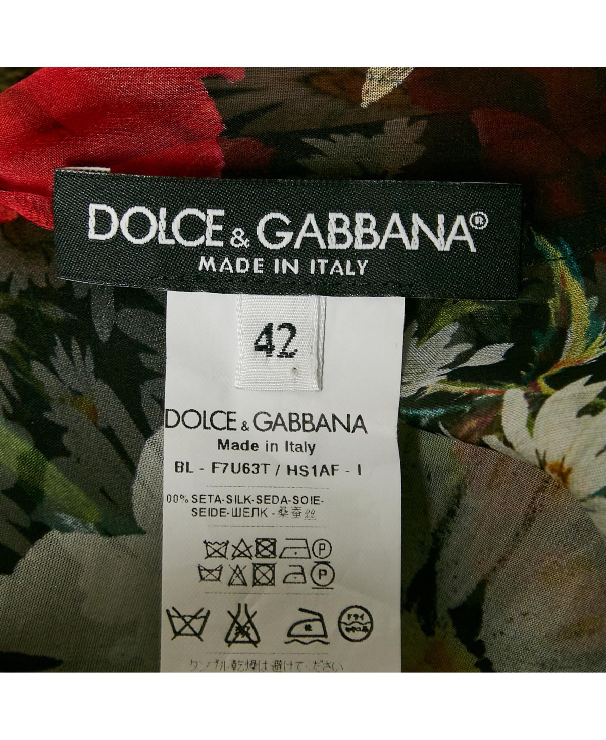 Pre-Owned Dolce & Gabbana Women's Black Floral Print Silk Sheer Top