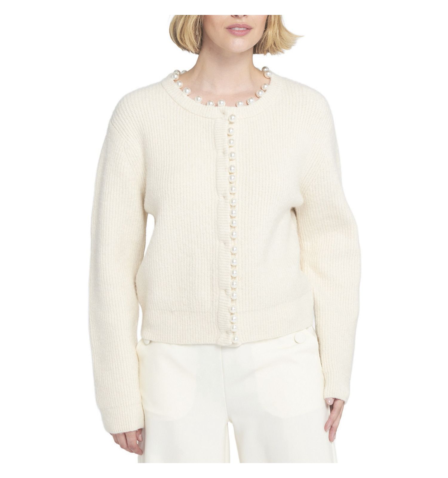 Women's Beaded Cardigan Cable Knit Sweater
