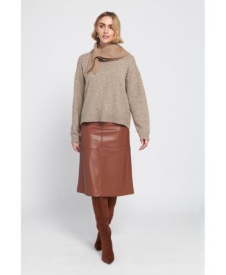 Women's A-Line Faux Leather Skirt