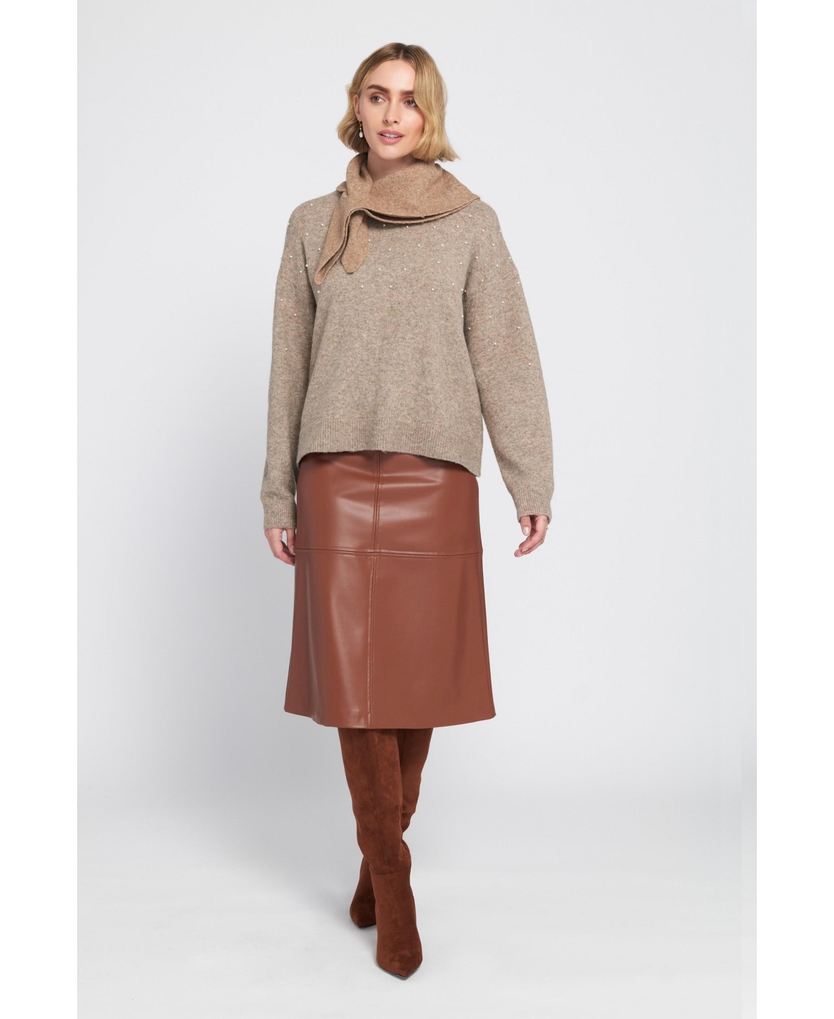 Elle Collection Women's A-Line Faux Leather Skirt