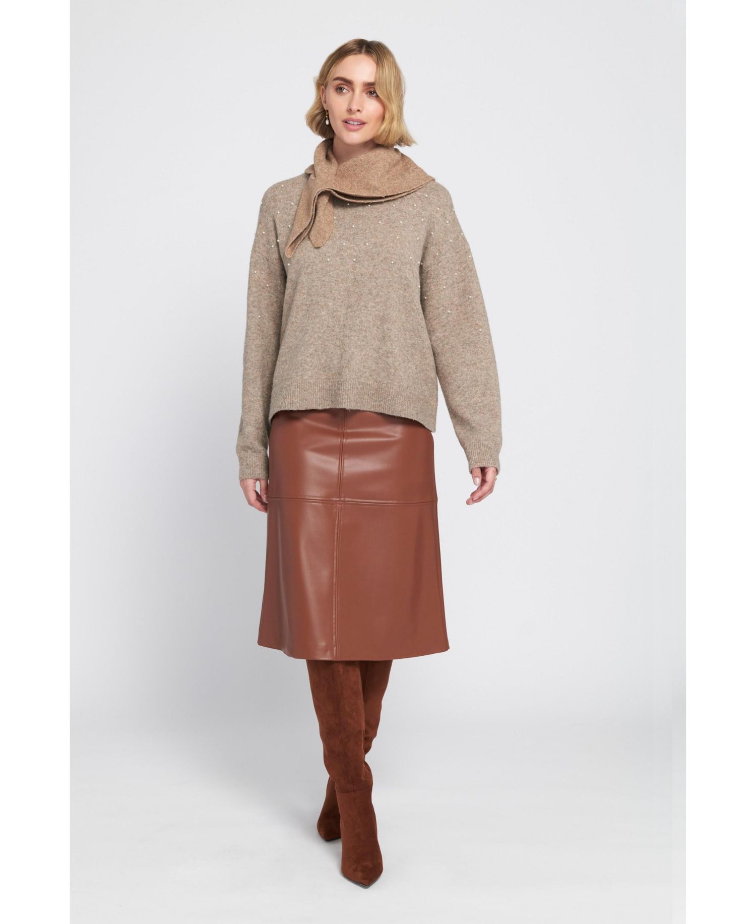 Women's A-Line Faux Leather Skirt