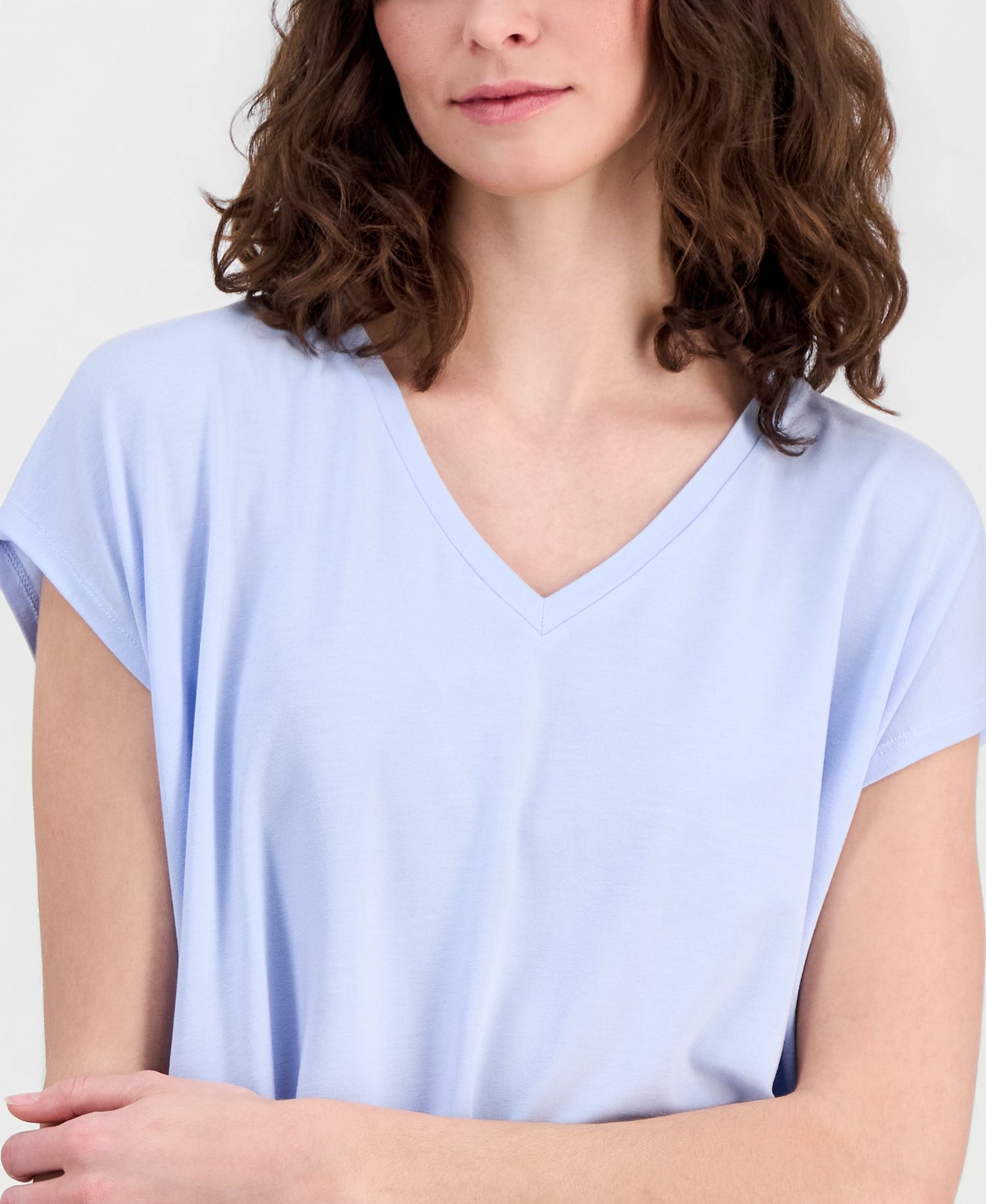 Women's Fine Jersey V-Neck Square Top