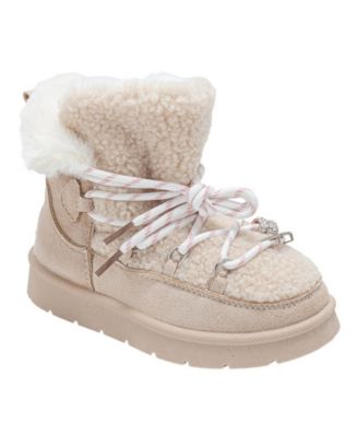 Girls' 1-13 Lace-Up Logo Charm Winter Boots