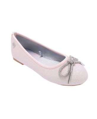 Girls' 1-13 Rhinestone Bow Glitter Ballet Flats
