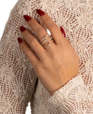 Solitaires Teardrops Gold Plated Ring Combo Set