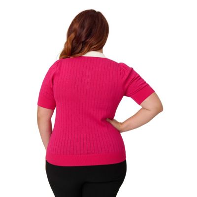 Women's Collared Short Sleeve Prim & Pretty Sweater