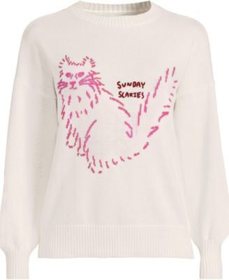 Women's Drifter Drop Shoulder Placed Jacquard Crew Neck Sweater