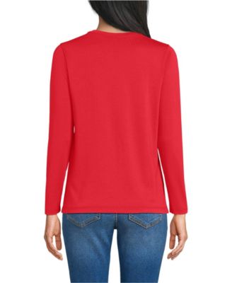 Women's Tall Supima Cotton Long Sleeve V-Neck T-Shirt