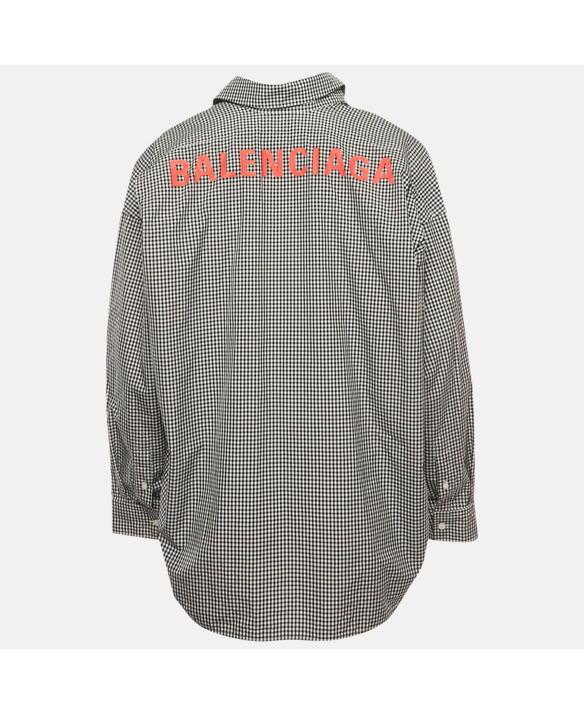 Pre-Owned Balenciaga Women's Monochrome Gingham Cotton Oversized Shirt