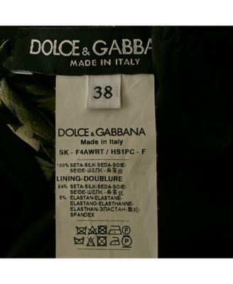 Women's Black Printed Silk Midi Skirt