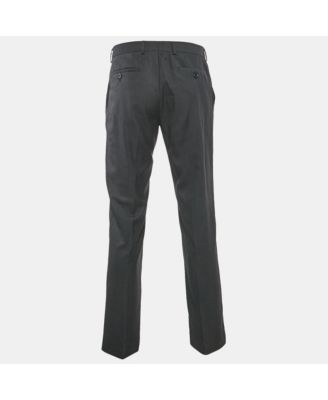 Men's Black Pinstripe Crepe Formal Trousers