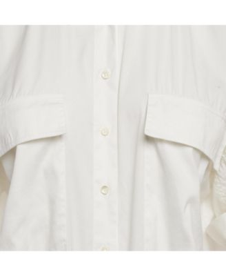 Women's Cotton Blend Embellished Trim Short Sleeve Shirt