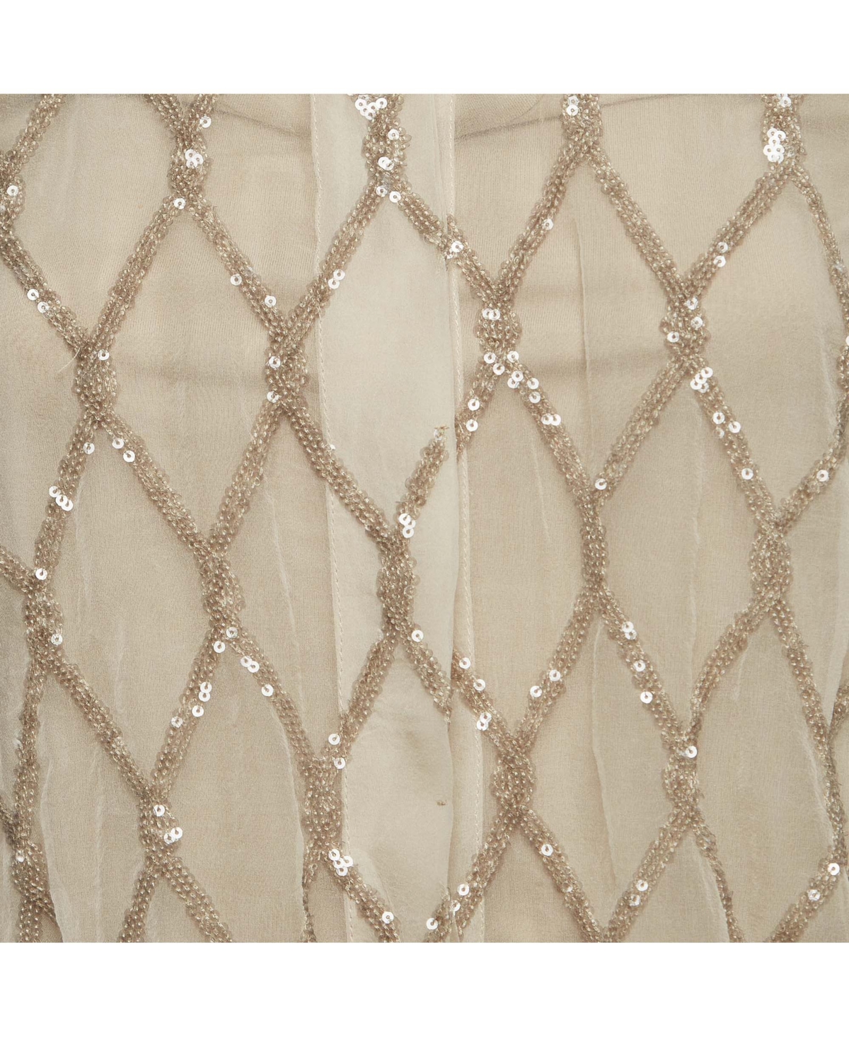 Pre-Owned Brunello Cucinelli Women's Beige Argyle Sequined Silk Shirt