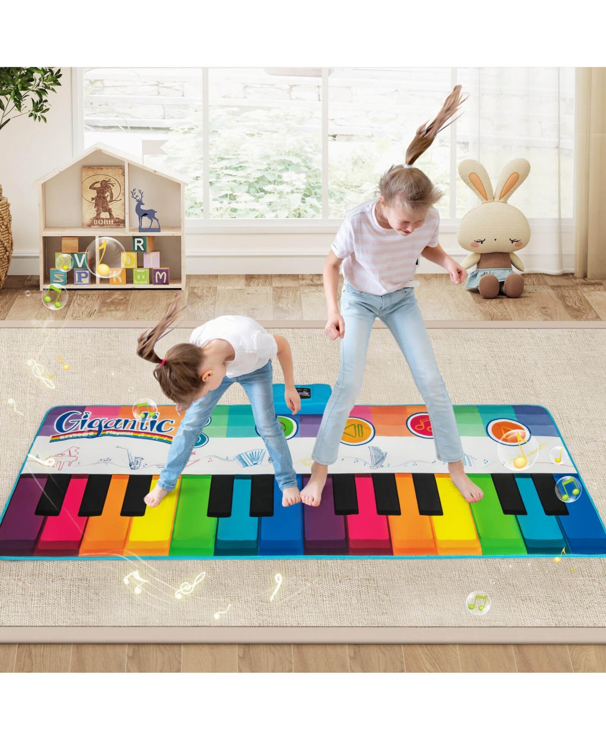 6 Ft Floor Piano Mat Giant Piano Keyboard Dance Mat with 24 Keys for 3+ Years Old