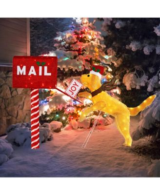 3.5 FT Lighted Dachshund Climbing Mailbox Pre-Lit Christmas Holiday Decoration