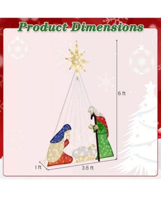 6 FT Lighted Nativity Scene with 240 LED Lights Zip Ties & Ground Stakes