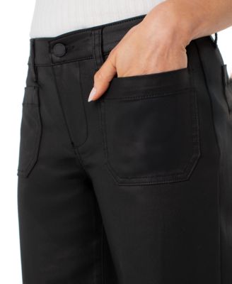 Women's Crop Patch Pocket Wide Leg Jeans