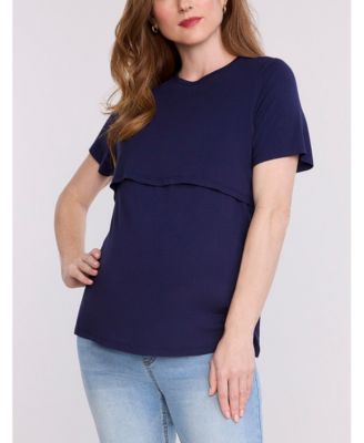 Women's Crewneck Short Sleeve Nursing Tee - Motherhood Maternity