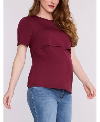 Women's Crewneck Short Sleeve Nursing Tee - Motherhood Maternity