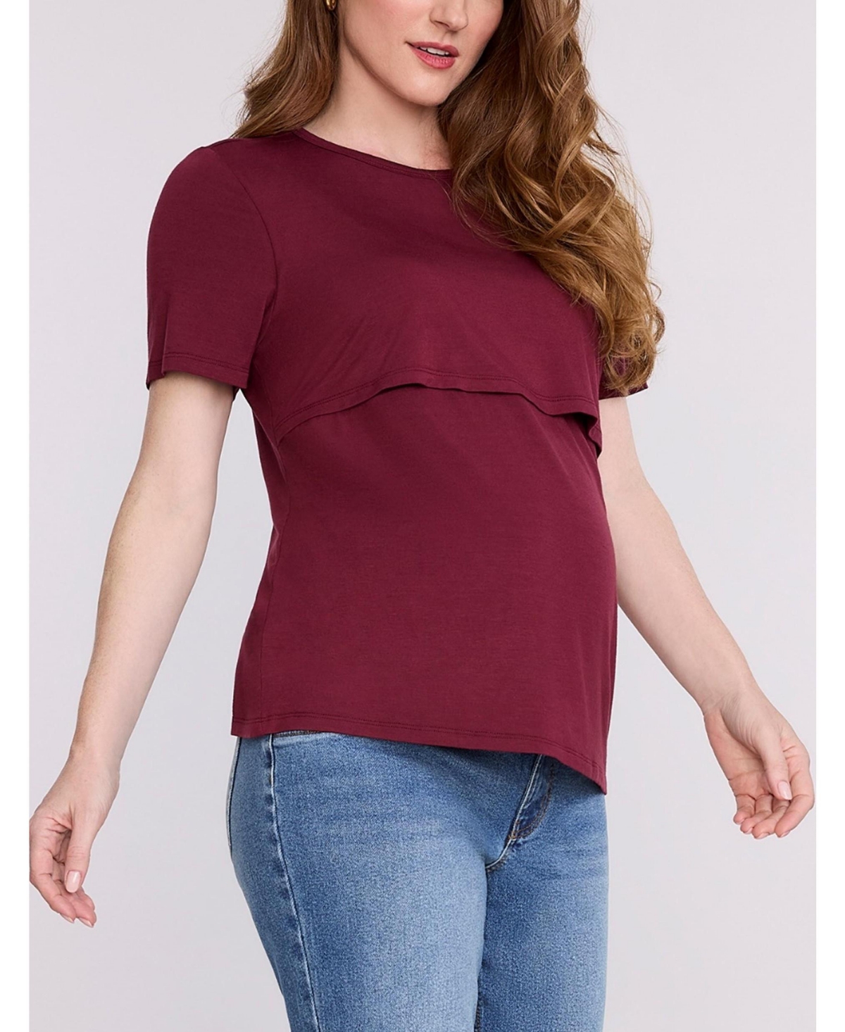 Women's Crewneck Short Sleeve Nursing Tee - Motherhood Maternity