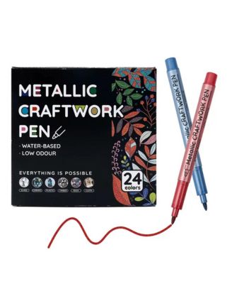 24 Colors Metallic Markers, Single-Headed Flash Pens, Acrylic Paint Pens for DIY Crafts, Scrapbooking, Glass, Wood and Cards
