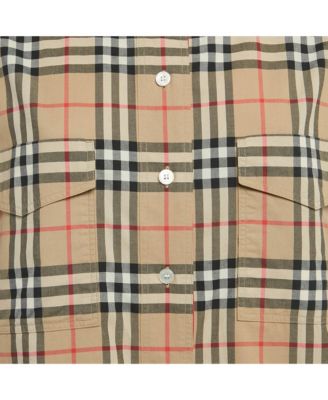 Women's Vintage Check Print Cotton Full Sleeve Shirt