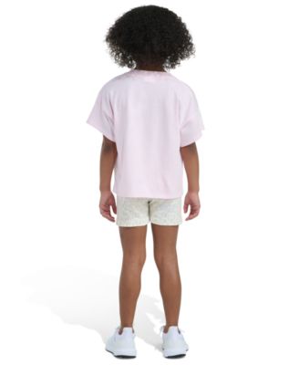 Girls' 2T-6X Crewneck T-Shirt and Printed Bike Shorts, 2-Piece Set