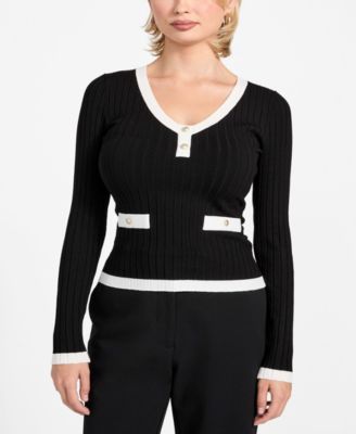 Women's Laurel Ribbed Knit V-Neck Sweater