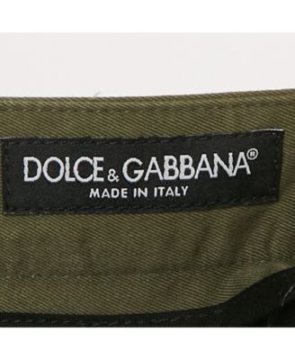 Men's Green Gabardine Logo Embossed Trim Detail Pants