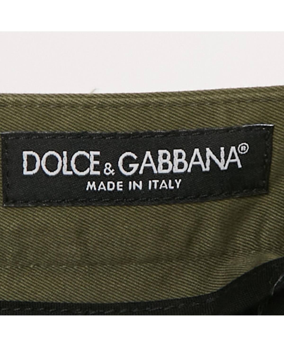 Pre-Owned Dolce & Gabbana Men's Green Gabardine Logo Embossed Trim Detail Pants