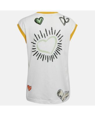 Women's White Printed Cotton Sleeveless T-Shirt