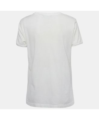 Women's White Applique Cotton T-Shirt