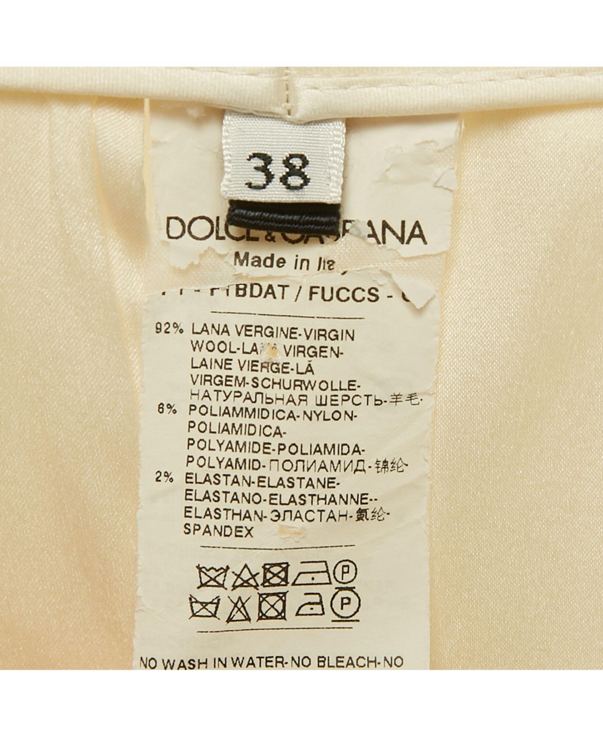 Pre-Owned Dolce & Gabbana Women's Cream Crepe Trousers