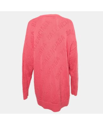Women's Pink Logo Intarsia Knit Oversized Sweater