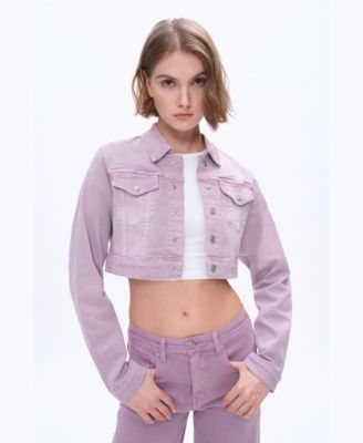 Women's Cropped Long-Sleeve High-Stretch Denim Jacket