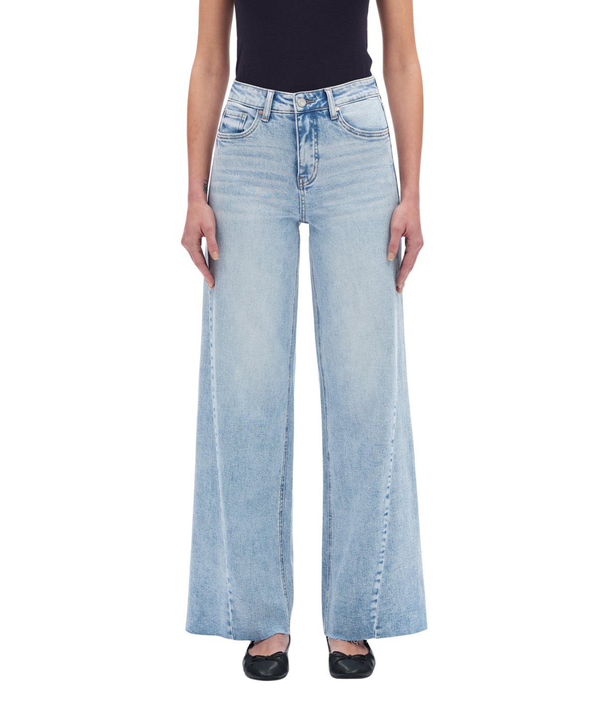 Bayeas Women's High-Rise Faded Wash Wide-Leg Jeans