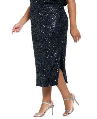 Plus Size Side Slit Midi Skirt