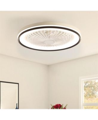 19-inch Modern White 7-Blade Ceiling Fan with Dimmable Color Changing LED and Remote Control