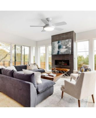 42-inch Modern White 5-Blade Ceiling Fan with Light and Remote Control