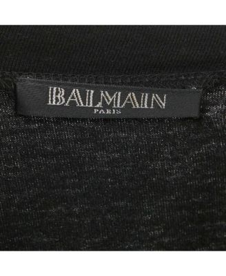 Women's Black Leather And Brass Shoulder Embellished Jersey T-Shirt